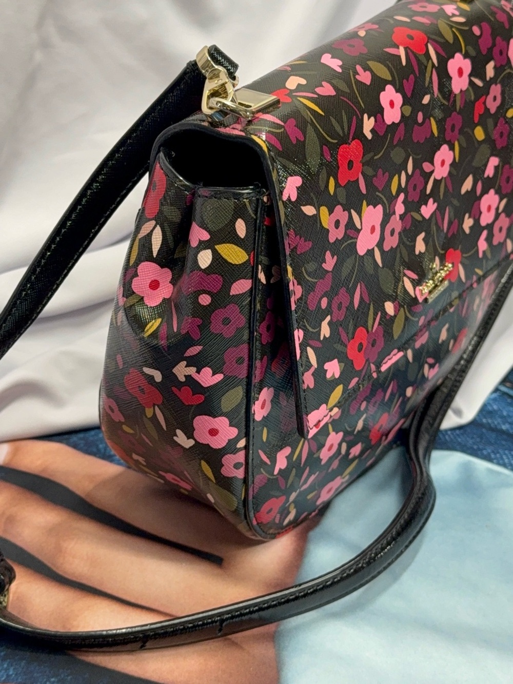 (new+tag) Kate Spade Cameron Boho Black Floral Crossbody Byrdie Collection - Picture 4 of 17